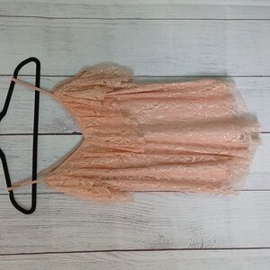 R n B Pretty Pink Flowy lace cold shoulder top size 1x